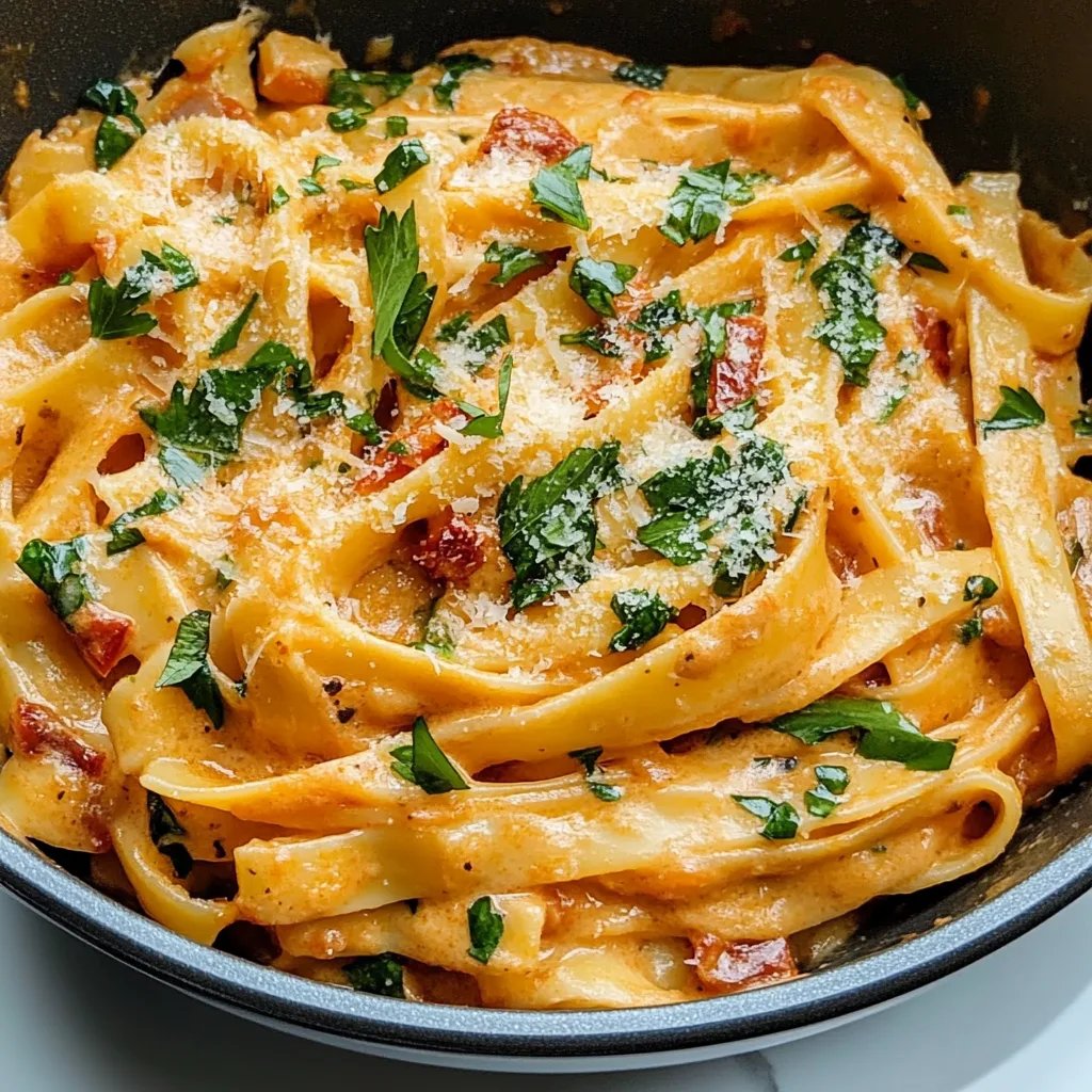 Cremige Sonnengetrocknete Tomaten-Vegan-Pasta