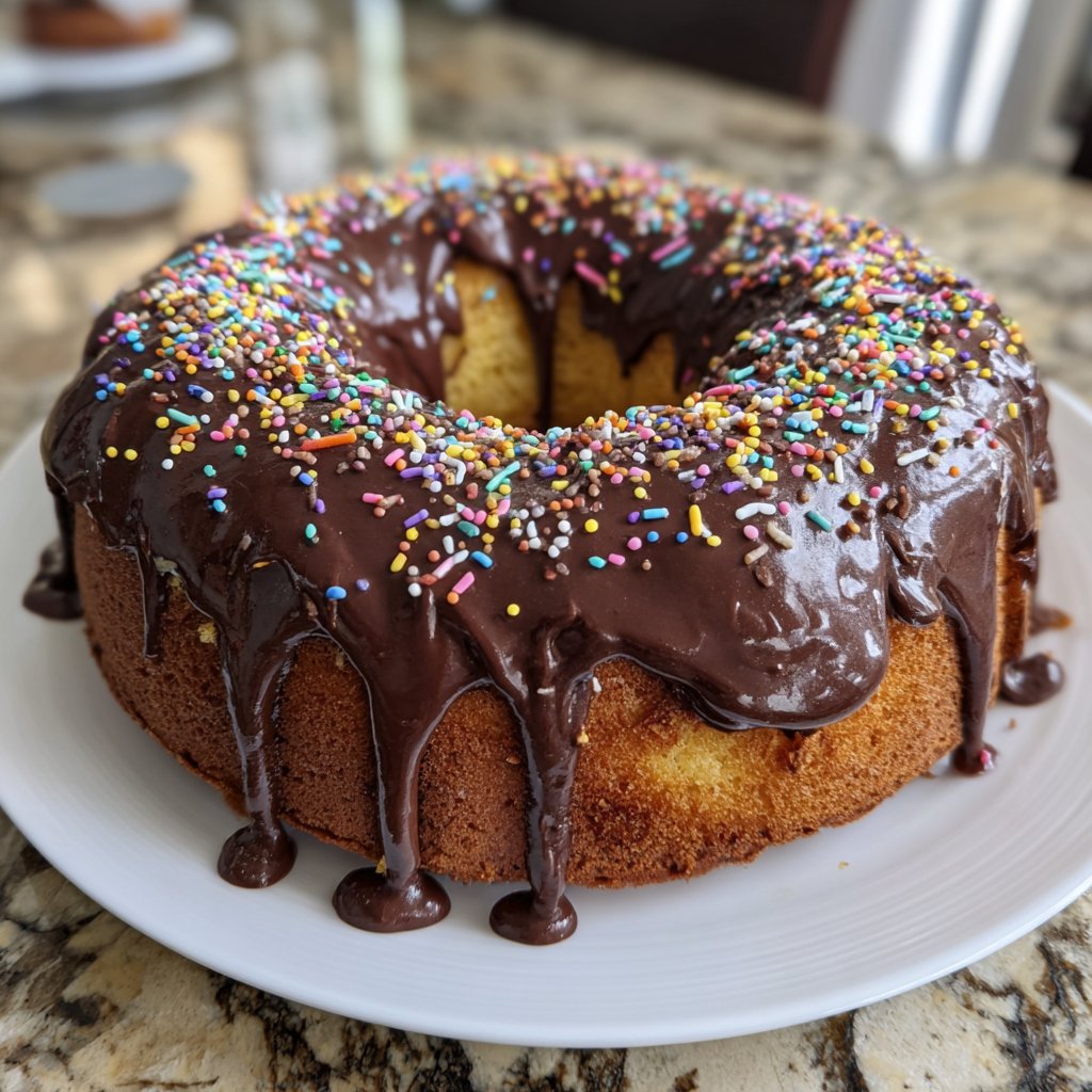 Geburtstagskuchen mit Schokoglasur