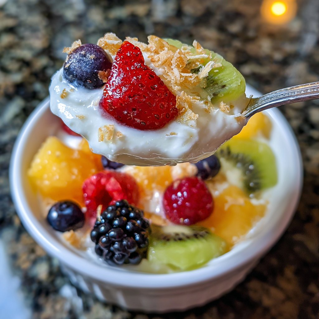 Frühstück mit Joghurt und Obst