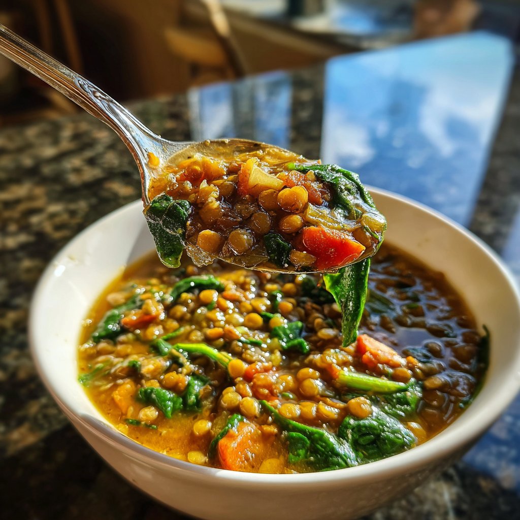Linsensuppe mit Spinat