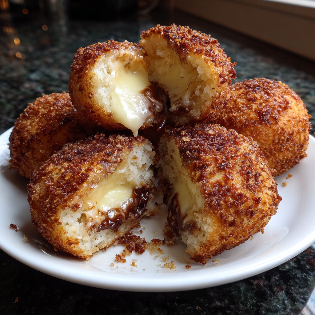 Quarkbällchen gefüllt mit Nougat