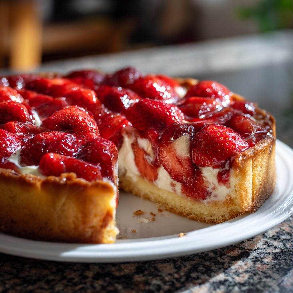 Erdbeer Kuchen Mit Frischer Sahne